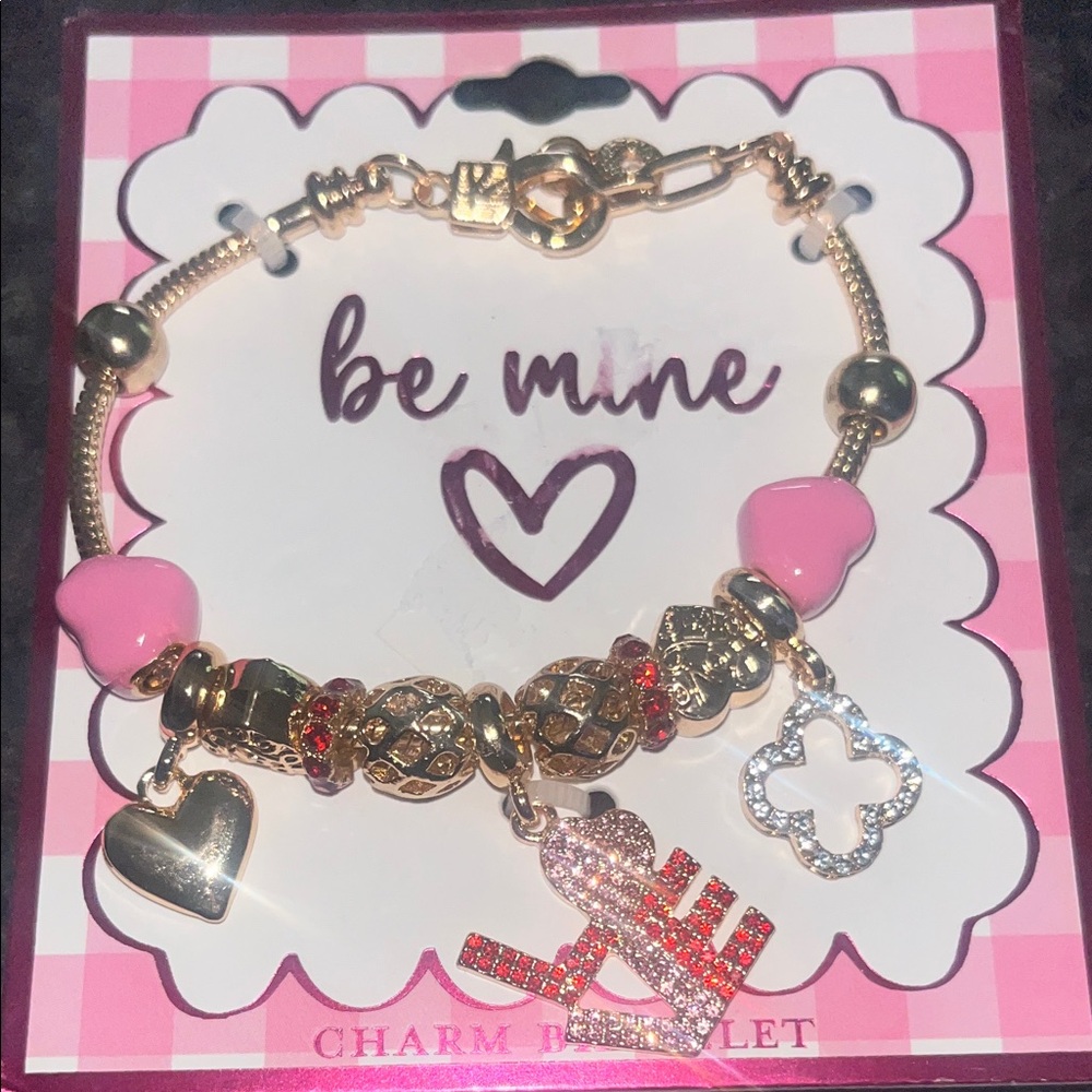 Heart & Cherry Charm Bracelet - Silver Or Gold winner choice